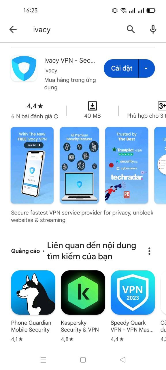 tìm kiếm IvacyVPN trên Google Store, hướng dẫn tải IvacyVPN về điện thoại