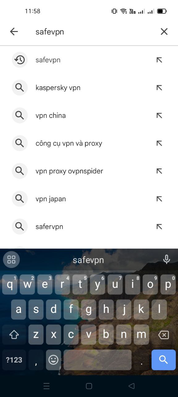 Tìm kiếm ứng dụng safeVPN